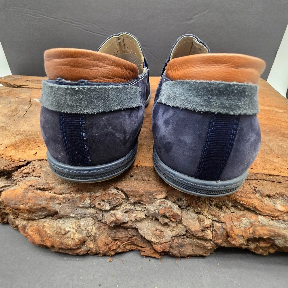 Hipster Slip On Loafers Mens 41 Navy Blue Perforated Suede Leather Shoes